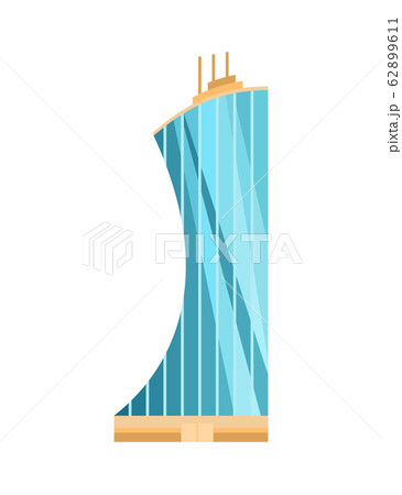 Skyscraper building. Modern building flat office city apartment, house residential block, exterior business town cartoon vector. Downtown futuristic building design 62899611