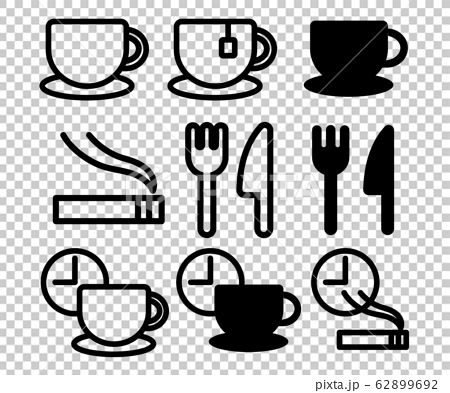 コーヒーや休憩のアイコン タバコ レストラン カフェ ピクトグラムのイラスト素材