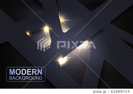Textural dark background, abstract geometric polygonal frame, shiny yellow radiance, 3d effect 62899724