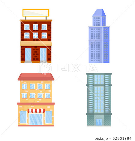Vector design of facade and building logo. Set of facade and exterior stock vector illustration. 62901394