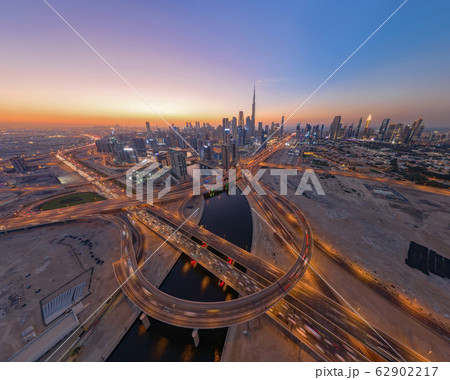 Aerial view of Burj Khalifa in Dubai Downtown 62902217