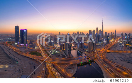 Aerial view of Burj Khalifa in Dubai Downtown 62902219