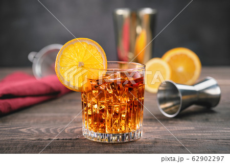 Cocktail with brandy and orange bitter Cocktail with brandy and orange bitter 62902297