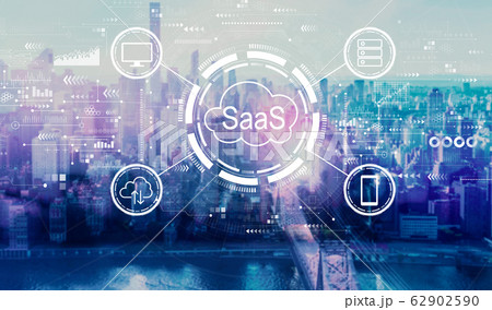 SaaS - software as a service concept with the New York City skyline SaaS - software as a service concept with the New York City skyline 62902590