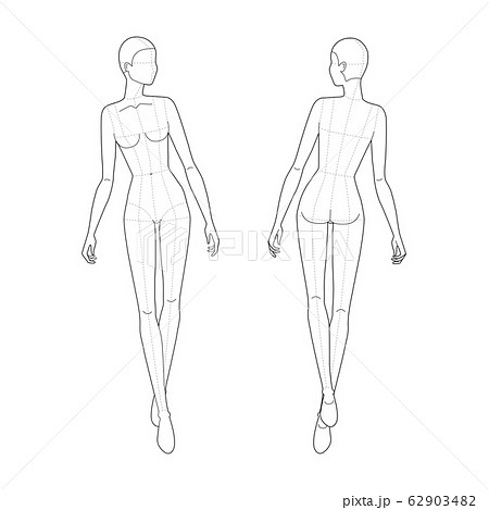 Fashion template of walking women looking right. Fashion template of walking women looking right. 62903482