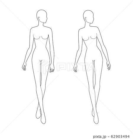 Fashion template of walking women looking right. - Stock Illustration  [62903494] - PIXTA