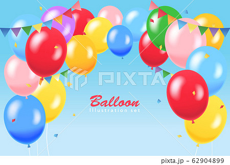 風船 バルーン 青空 背景イラストのイラスト素材