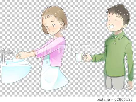 Gargle, hand-washing boys and girls Gargle, hand-washing boys and girls 62905155