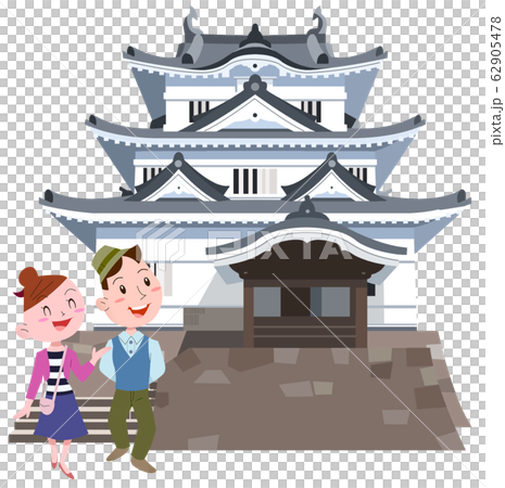 Uwajima Castle and couple 62905478