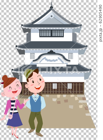 Marugame Castle and couple Marugame Castle and couple 62905490