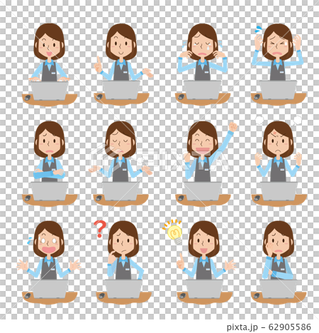 Woman office office work desk work expression pose set Woman office office work desk work expression pose set 62905586