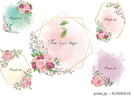 薔薇 薔薇 薔薇の花 カード おしゃれ きれい フレーム 枠 セット 背景 飾り枠 装飾のイラスト素材