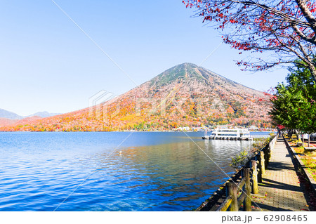 秋の中禅寺湖と男体山 62908465