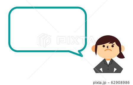 人物 フキダシ ビジネス スーツ 指差し アドバイス 女性のイラスト素材