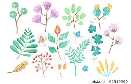 水彩手描き植物イラストカットのイラスト素材
