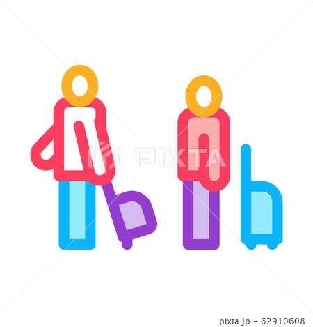 Passengers With Baggage Icon Thin Line Vector Passengers With Baggage Icon Thin Line Vector 62910608