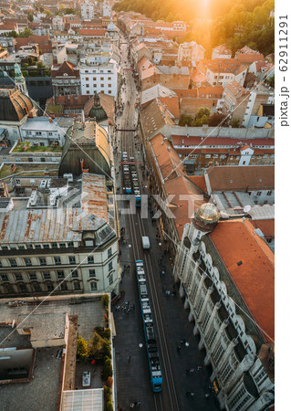Zagreb Croatia. Aerial View from above of Ban Jelacic Square Zagreb Croatia. Aerial View from above of Ban Jelacic Square 62911291