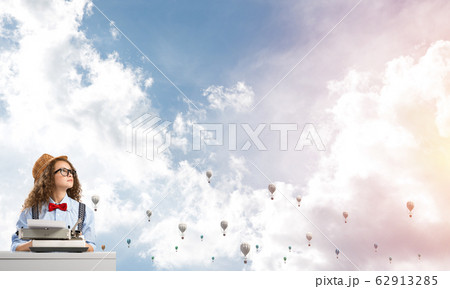 Creative inspiration of young female writer. 62913285