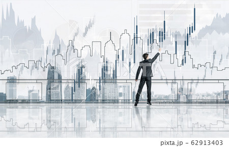 Rear view of businessman drawing social connection and networkin 62913403