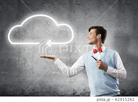 Elegant banker wearing red tie and cloud as idea concept Elegant banker wearing red tie and cloud as idea concept 62915262