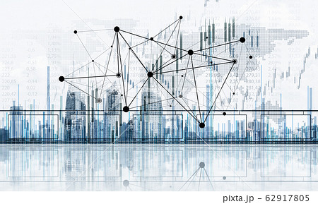 Concept of global communication and networking with world map ov 62917805