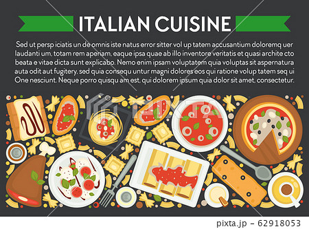 Food of Italy, Italian cuisine banner, pizza and pasta 62918053