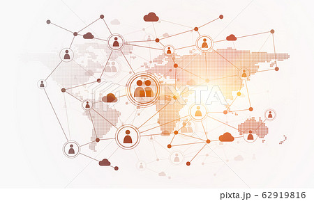 Lines and dots as networking idea drawn on white background 62919816