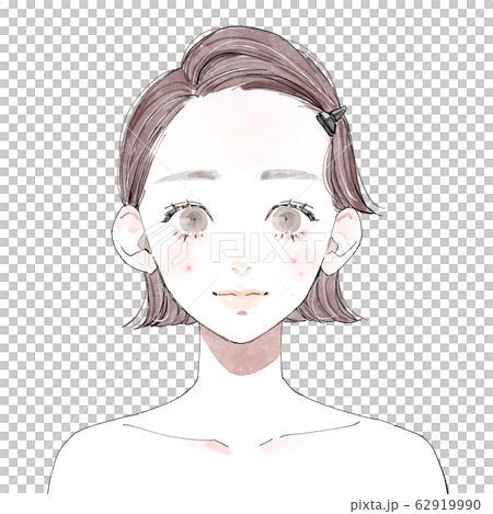 ニキビ肌の女性 頬 のイラスト素材 62919990 Pixta