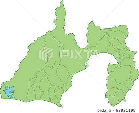 静岡県の地図 市町村別のイラスト素材