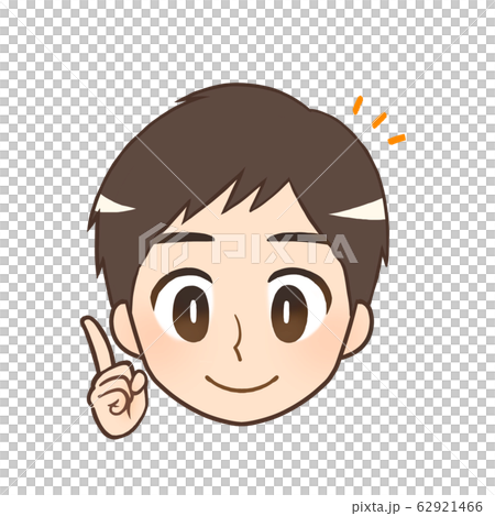 男性 顔アイコン 指差しのイラスト素材