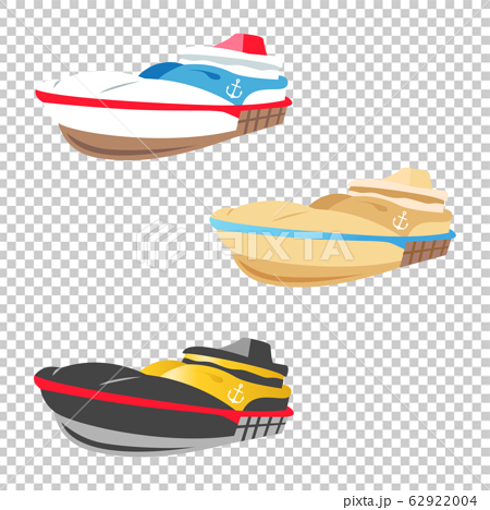 船のアイコン デフォルメ ３色のセット のイラスト素材