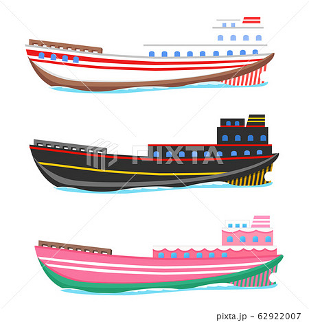 大きな船 豪華客船 ３色のセット のイラスト素材
