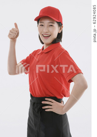 Portrait of young woman and man, part timer and owner 145 62924085