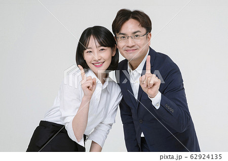 Portrait of young woman and man, part timer and owner 269 62924135