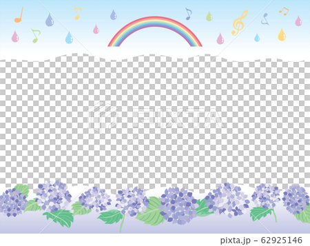 6月の紫陽花と雨と虹の背景 62925146