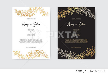 Vector invitation with gold floral elements. Luxury ornament template. greeting card, invitation design background. Vector invitation with gold floral elements. Luxury ornament template. greeting card, invitation design background. 62925303