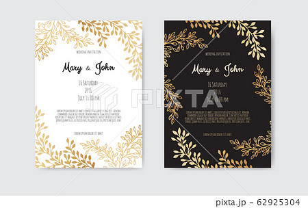 Vector invitation with gold floral elements. Luxury ornament template. greeting card, invitation design background. Vector invitation with gold floral elements. Luxury ornament template. greeting card, invitation design background. 62925304