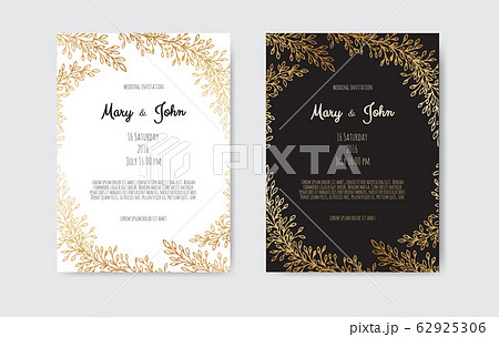 Vector invitation with gold floral elements. Luxury ornament template. greeting card, invitation design background. 62925306