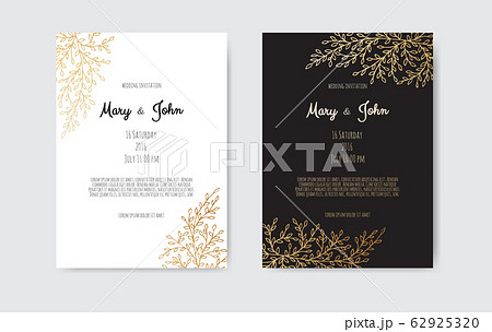 Vector invitation with gold floral elements. Luxury ornament template. greeting card, invitation design background. 62925320