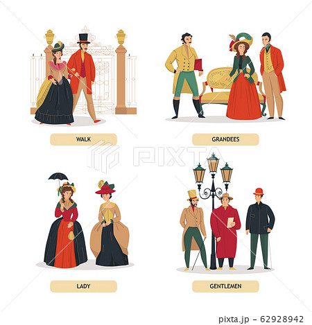 Medieval People Compositions Set Stock Illustration