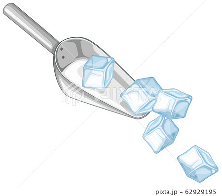 Metal Spoon With Lots Of Ice On White Backgroundのイラスト素材