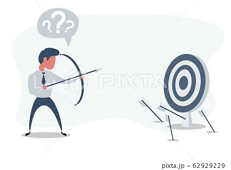 Businessman shooting arrow. Missed the target. 62929229