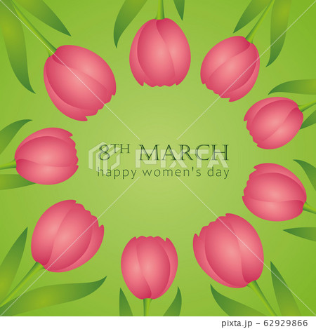 8th march womens day pink tulips circle border greeting card 8th march womens day pink tulips circle border greeting card 62929866