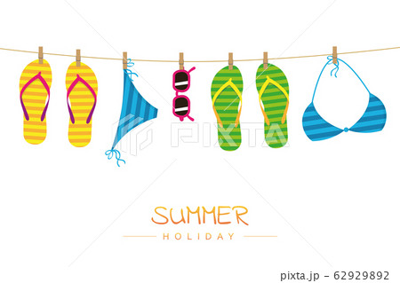 summer holiday striped flip flops bikini and sunglasses hang on a rope summer holiday striped flip flops bikini and sunglasses hang on a rope 62929892