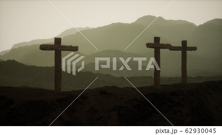 wooden Crucifix cross at mountain 62930045