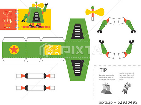 Cut and glue robot toy vector illustration 62930495