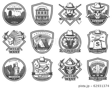 Wild West icons, American Western and cowboy 62931374
