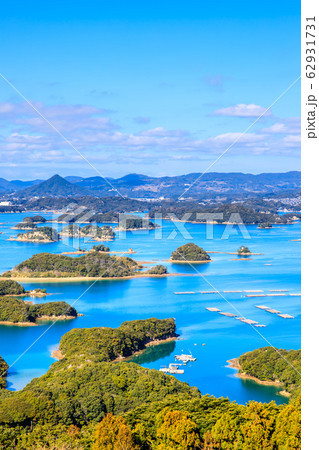 佐世保要塞丸出山観測所跡からの九十九島の眺め 長崎県佐世保市 の写真素材