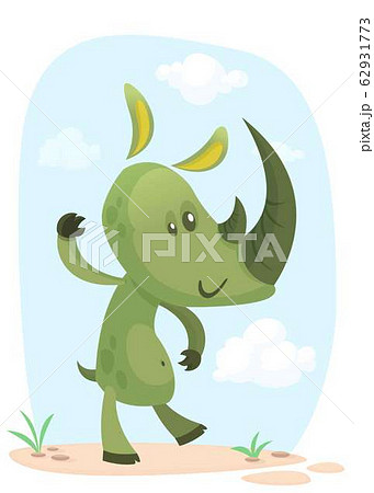 Cartoon rhino. Vector character rhino waving 62931773