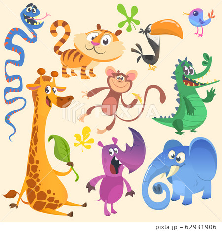 Cartoon African or jungle animal set. Wild cartoon Cartoon African or jungle animal set. Wild cartoon 62931906